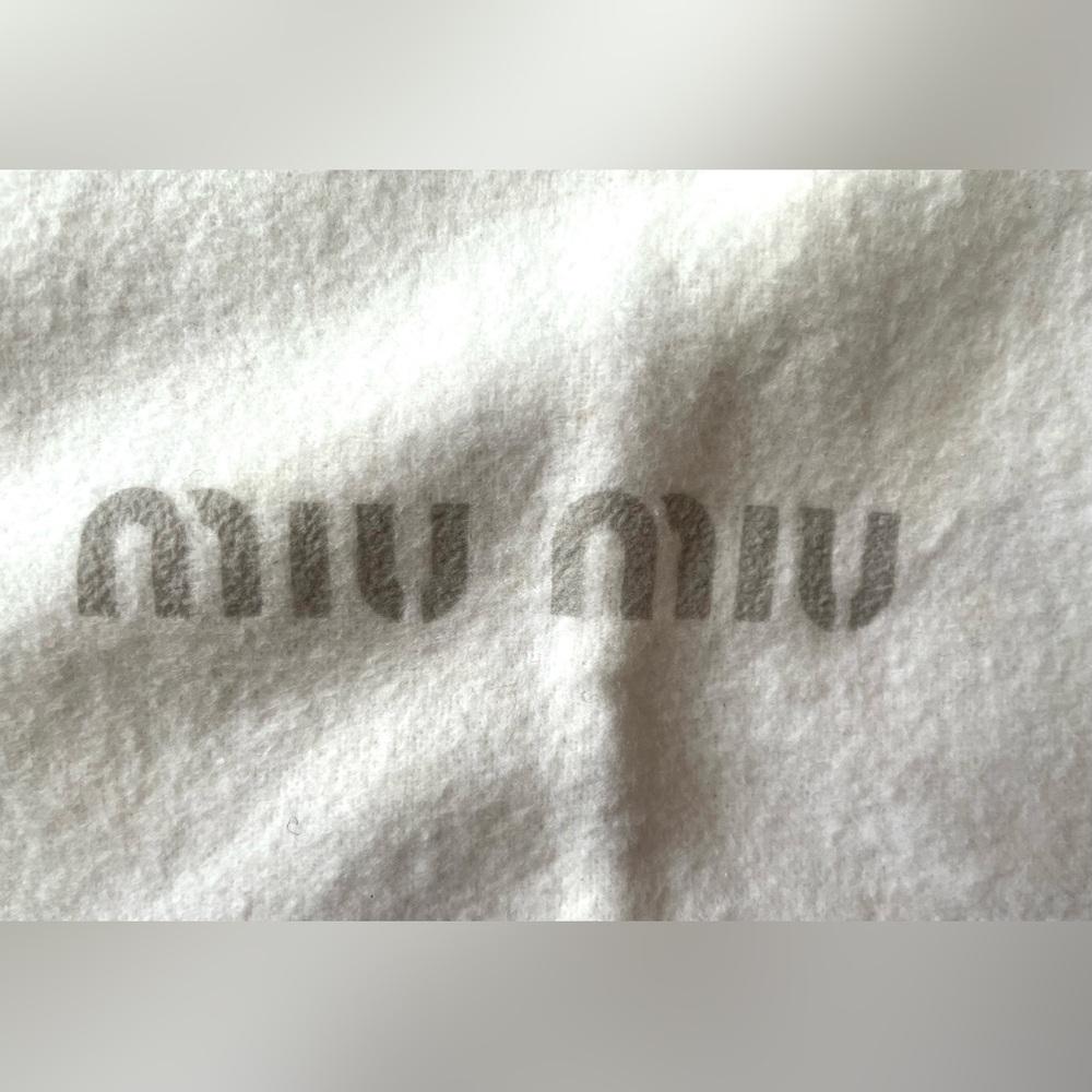 Large Plush Miu Miu White Drawstring Purse Handba… - image 2